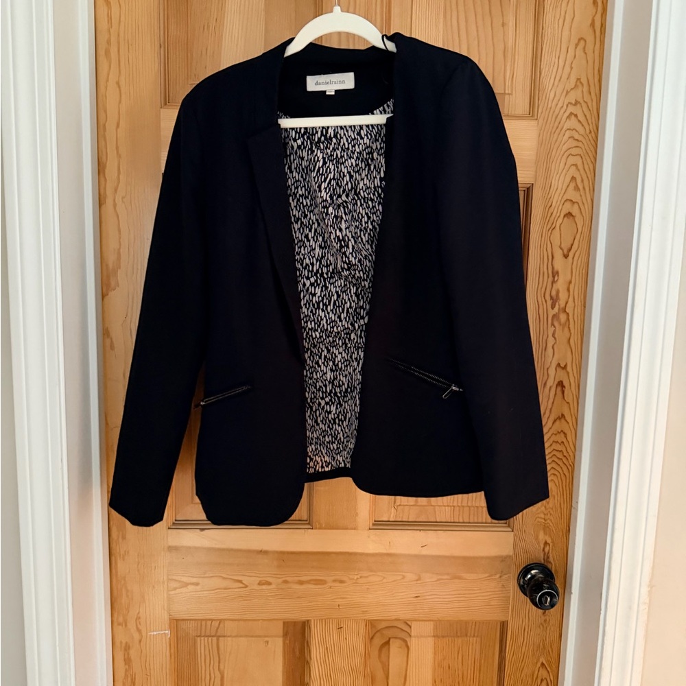Black Blazer with Patterned Lining